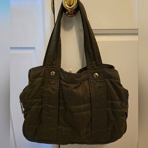 Steven nylon multi pocket olive green hobo/shoulder bag